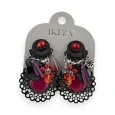 Boucles d'oreilles clips Ikita Dentelle Rouge-Noir