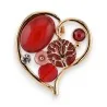 Broche Magnética Corazón Árbol de la Vida Rojo Burdeos