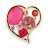 Broche Magnétique Coeur Floral arbre de vie Fuschia