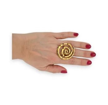 Verstellbarer Ring aus Edelstahl mit goldener Spirale