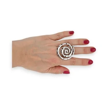 Anillo de acero inoxidable Espiral Plateado Ajustable