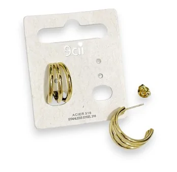 Multi-Ring Hoop Earrings in Gold-Plated Stainless Steel