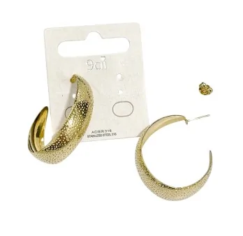 Hammered gold-tone stainless steel hoop earrings