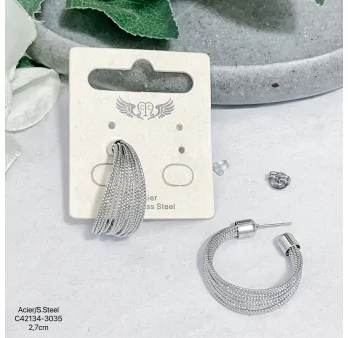 Multi-Row Silver Hoop Earrings 27cm