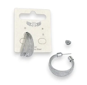 Multi-Row Silver Hoop Earrings 2.7cm