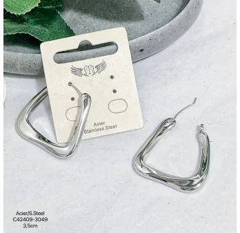 Boucles d'oreilles Triangle Twist acier inoxydable argenté