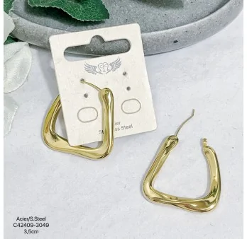 Golden Triangle Hoop Earrings Stainless Steel