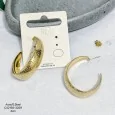 Gold-plated stainless steel hoop earrings with embossed patterns