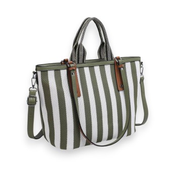 Donna Alessia Two-Tone Handbag in Khaki & White