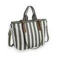 Donna Alessia Two-Tone Handbag in Khaki & White