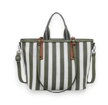 Donna Alessia Two-Tone Handbag in Khaki & White