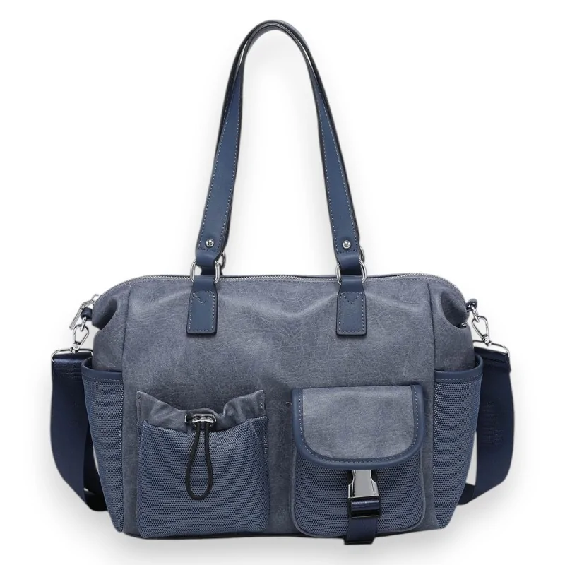 Donna Alessia Multi-Pocket Casual Handbag Blue Denim