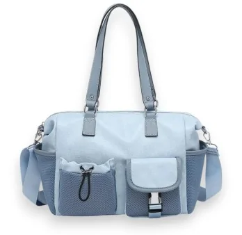 Bolso de Mano Casual Multibolsillos Azul Cielo Stella