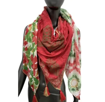 Foulard 4 faces Quattro Seasons Patchwork rouge