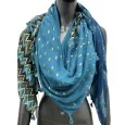 Quattro Peacock Blue 4-Sided Patchwork Scarf