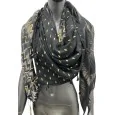 Patchwork Four-Sided Scarf with Black and Gold Patterns