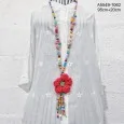 Bohemian Multicolored Flower Knit Long Necklace