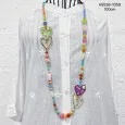 Bohemian Long Necklace with Colorful Floral Hearts