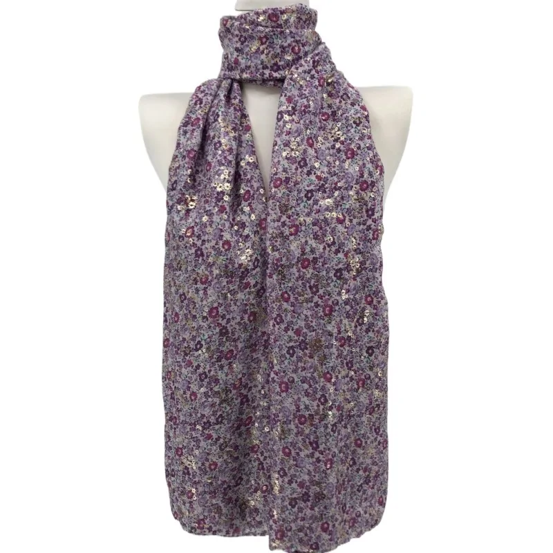 Foulard Liberty Lilas détails Doré Floral