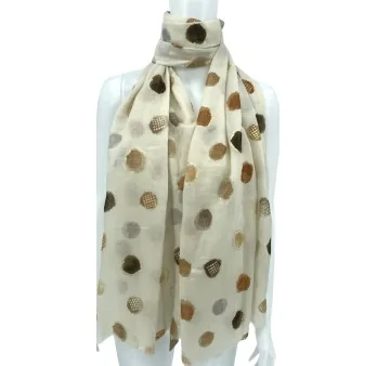 Elegant Beige Polka Dot Scarf