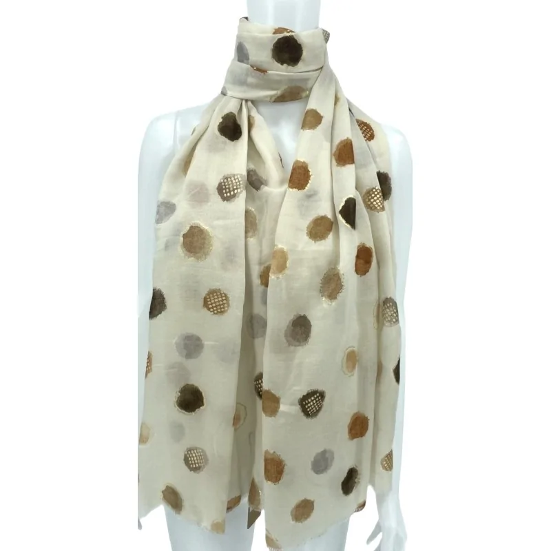 Elegant Beige Polka Dot Scarf