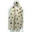 Elegant Beige Polka Dot Scarf