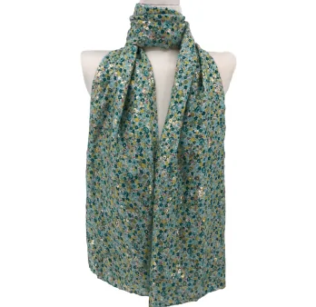 Foulard Liberty Flora Verde con dettagli dorati