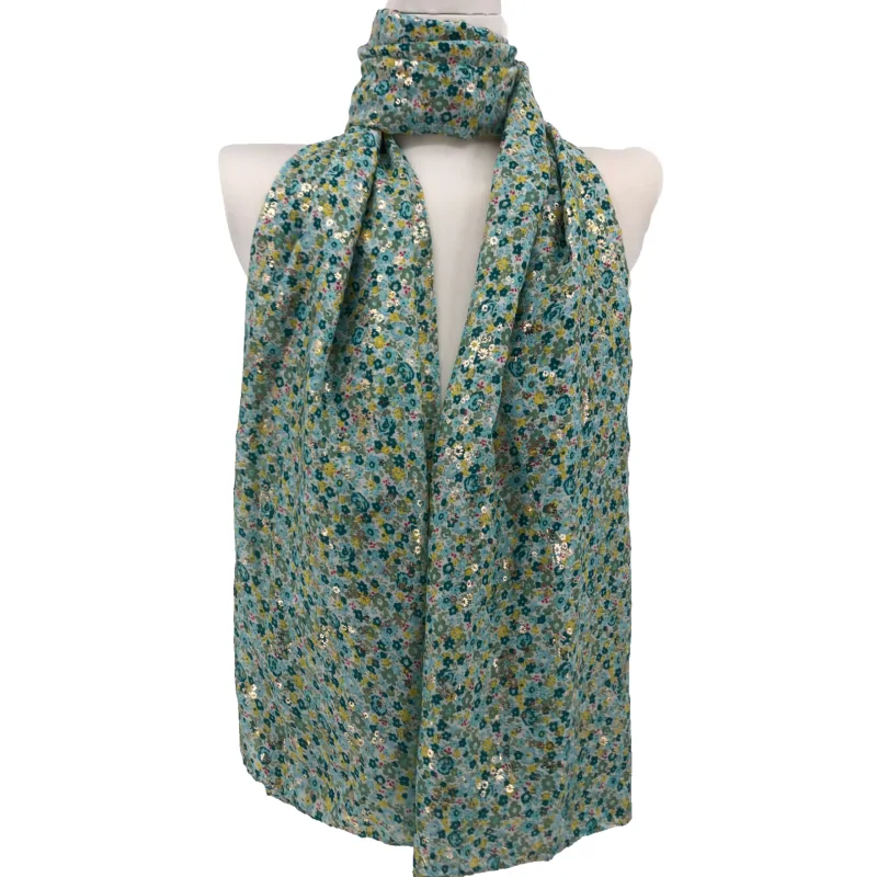 Foulard Liberty Flora Verde con dettagli dorati