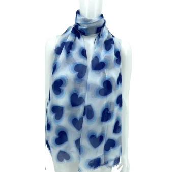 Romantic Blue Hearts Scarf