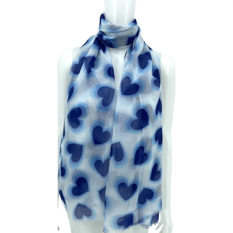 Romantic Blue Hearts Scarf