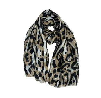 Black and Taupe Leopard Scarf with Gold Luxury