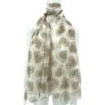 Romantic Scarf with Beige and Taupe Hearts