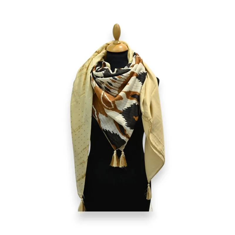 Luxury 4-sided Patchwork Scarf Quattro Camel