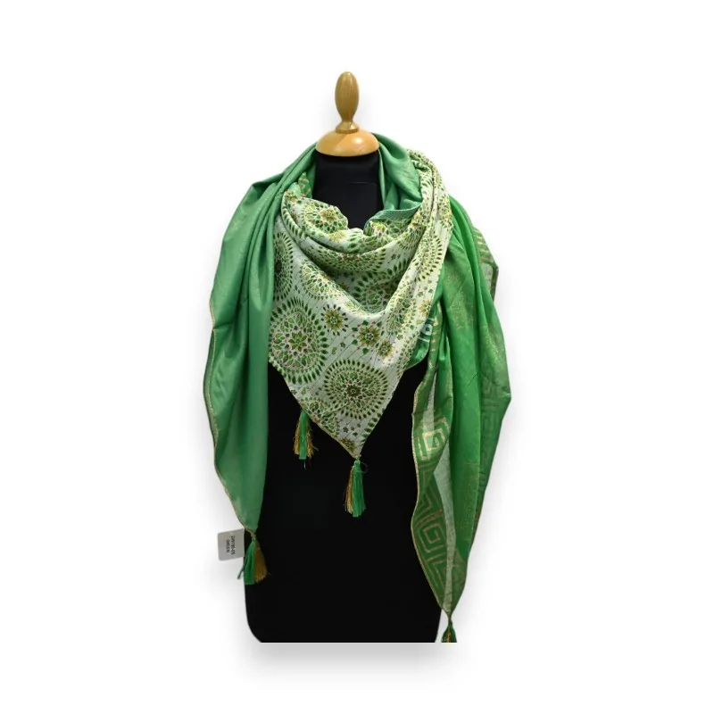 Emerald Green Four Seasons Patchwork Scarf