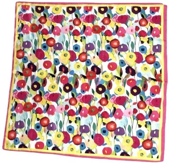 Foulard Carré Floral Multicolore Style Soie