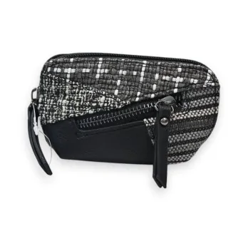 Melanie Paris Black and Grey Patchwork Wallet