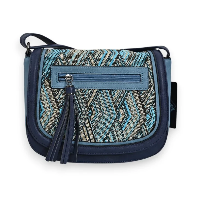 Borsa a tracolla Mélanie Paris Motivo Chevron Blu