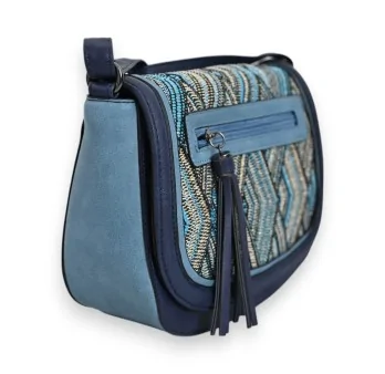 Bolso bandolera Mélanie Paris Estampado de Chevron Azul