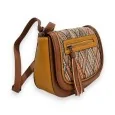 Melanie Paris camel weave pattern crossbody bag