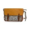 Melanie Paris Tri-Color Crossbody Bag with Ethnic Pattern