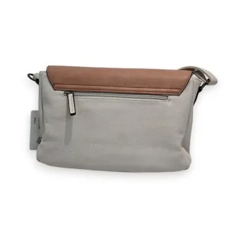 Sac bandoulière tricolore pastel style cartable avec rabat marron et corps gris clair Sac bandoulière tricolore pastel style cartable avec rabat marron et corps gris clair