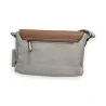 Sac bandoulière tricolore pastel style cartable avec rabat marron et corps gris clair