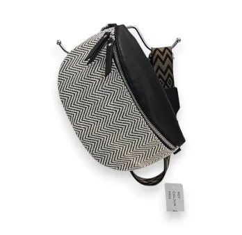 Sac Banane Chevron Noir et Blanc