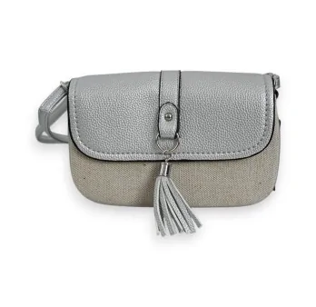 Melanie Paris Vintage Shoulder Bag Linen and Silver