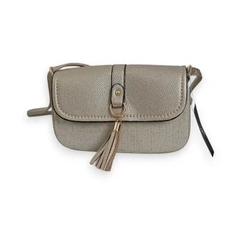 Melanie Paris Crossbody Bag Linen & Golden Faux Leather