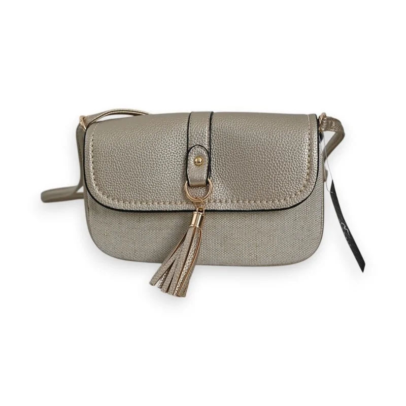 Melanie Paris Crossbody Bag Linen & Golden Faux Leather