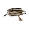 Melanie Paris Crossbody Bag Linen & Golden Faux Leather