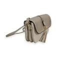 Melanie Paris Crossbody Bag Linen & Golden Faux Leather