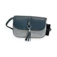 Melanie Paris Two-Tone Crossbody Bag in Petrol Blue