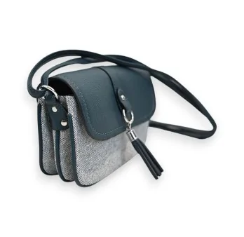 Melanie Paris Two-Tone Crossbody Bag in Petrol Blue